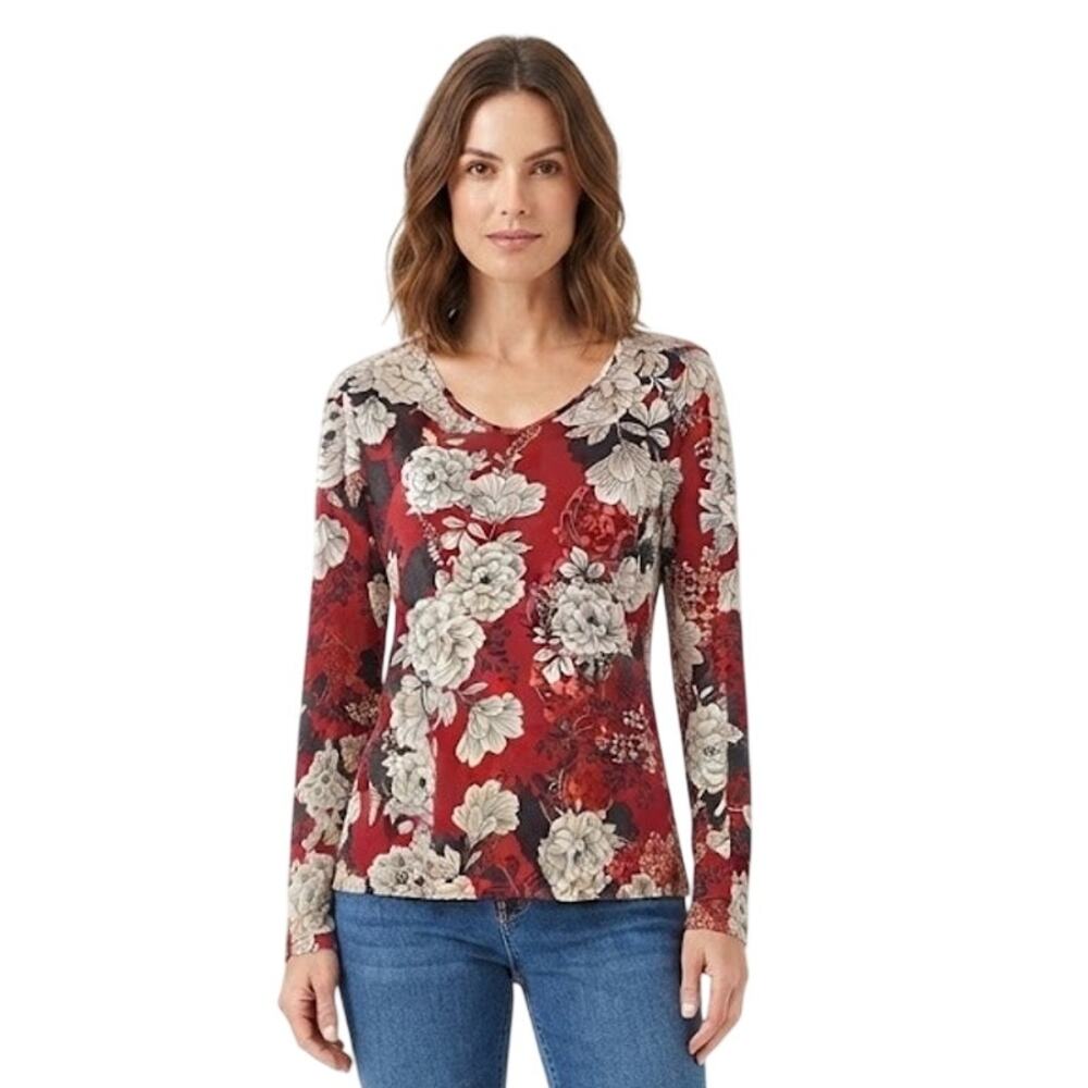 Croft & Barrow Long Sleeve Cotton Top Tee Shirt Fall Casual Large